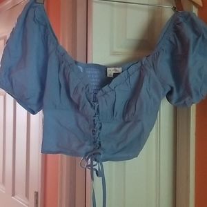 pac sun crop puff sleeve tie front top